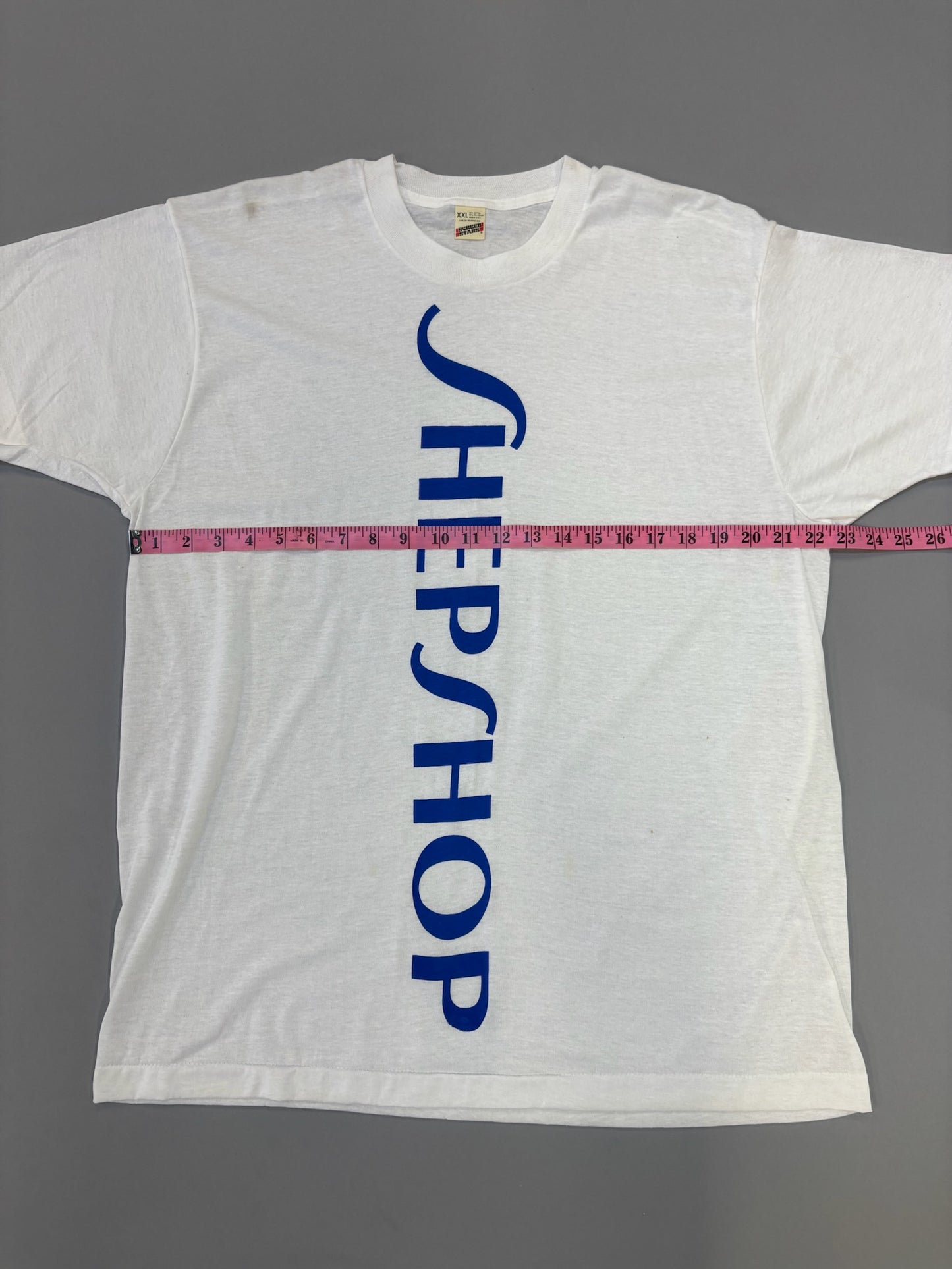 HUGE shepshop LOGO white t screenstars